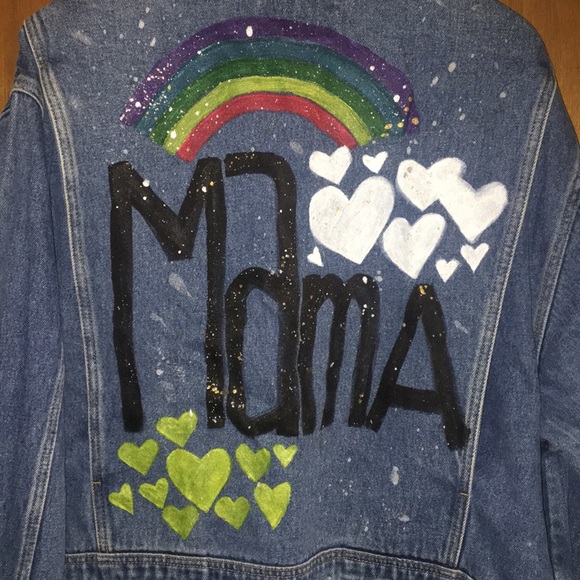 “Mama” Corduroy Collar Denim Jacket - Picture 2 of 7